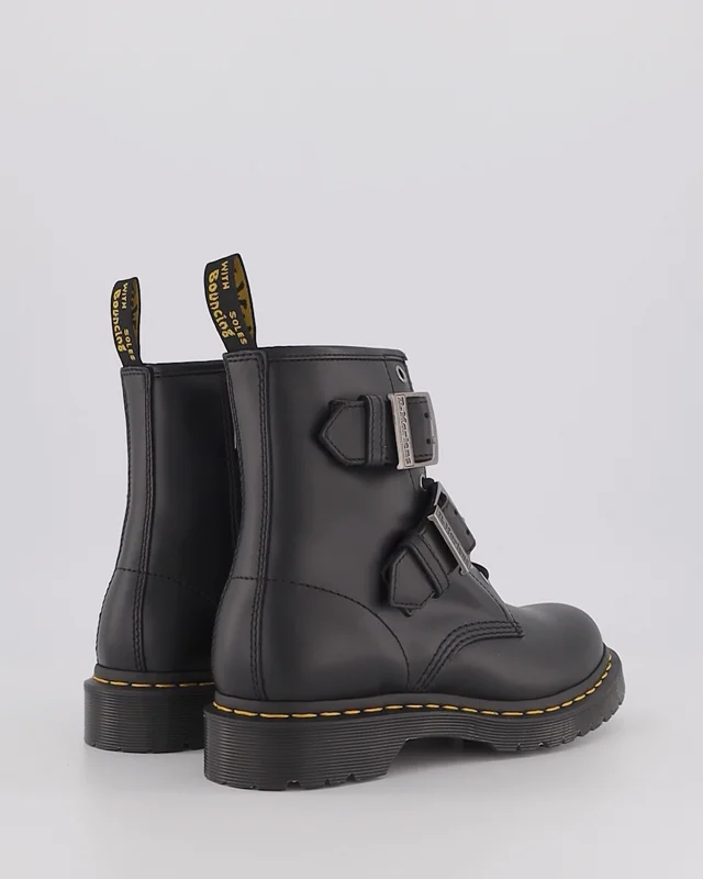 DR MARTENS 1460 Women's Buckle Pull Up Leather Lace Up Boots