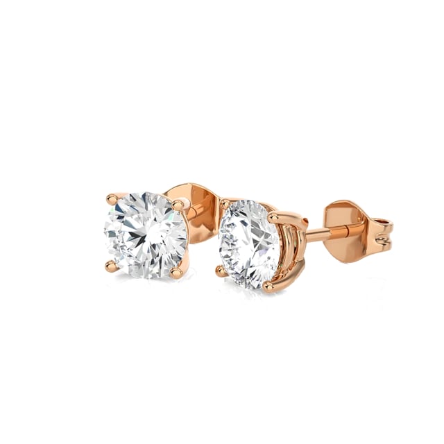 2.00 quilates pendientes solitario en oro rojo con diamante redondo