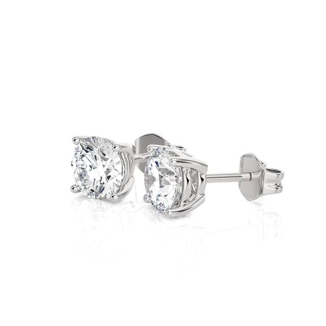 2.00 carat solitaire earrings with round lab grown diamonds in white gold