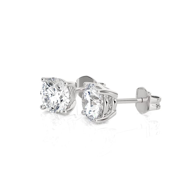 2.00 carats Boucles d'oreilles solitaires en or blanc avec diamants de laboratoire ronds