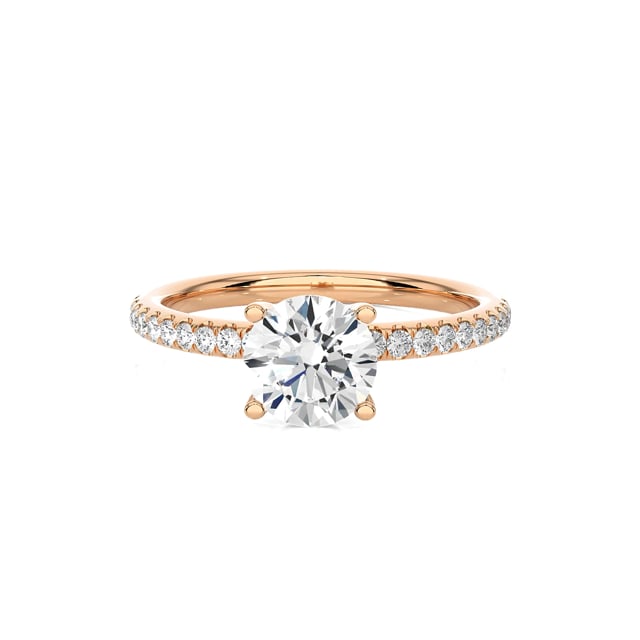 3.00 carat solitaire ring in red gold with lab grown side diamonds