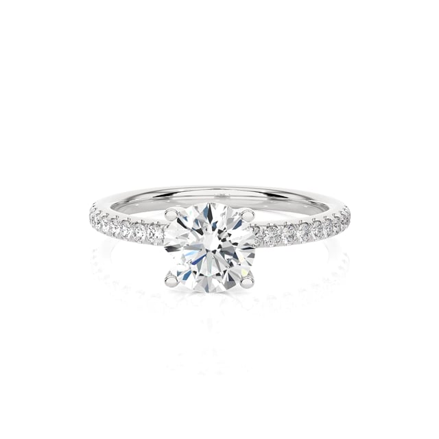 1.00 carat solitaire ring in white gold with lab grown side diamonds