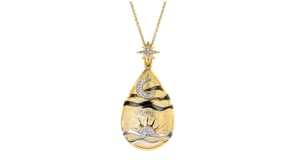 10 ct. t.w. Diamond Sun and Moon Pear-Shaped Medallion Necklace in 18kt Gold Over Sterling