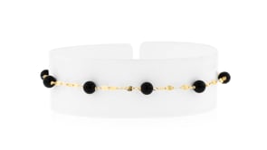 Italian Onyx Bead Station Bracelet in 18kt Yellow Gold