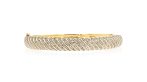 2.00 ct. t.w. Diamond Striped Bangle Bracelet in 18kt Yellow Gold Over Sterling