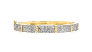 2.00 ct. t.w. Diamond Square Studded Bangle Bracelet in 18kt Yellow Gold Over Sterling