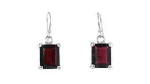6.50 ct. t.w. Emerald-Cut Garnet Drop Earrings in Sterling Silver