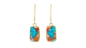 Kingman Turquoise Drop Earrings in 18kt Gold Over Sterling