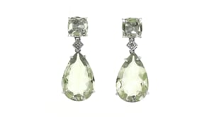 21.60 ct. t.w. Prasiolite Drop Earrings with Diamond Accents in Sterling Silver