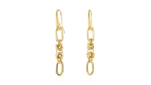 Italian 18kt Gold Over Sterling Paper Clip Link and Byzantine Drop Earrings