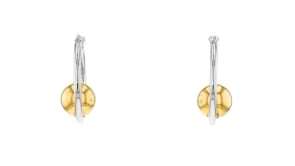 Italian Two-Tone Sterling Silver Ball Hoop Earrings