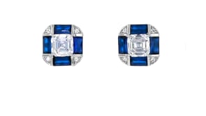 2.57 ct. t.w. CZ and 2.00 ct. t.w. Simulated Sapphire Earrings in Sterling Silver