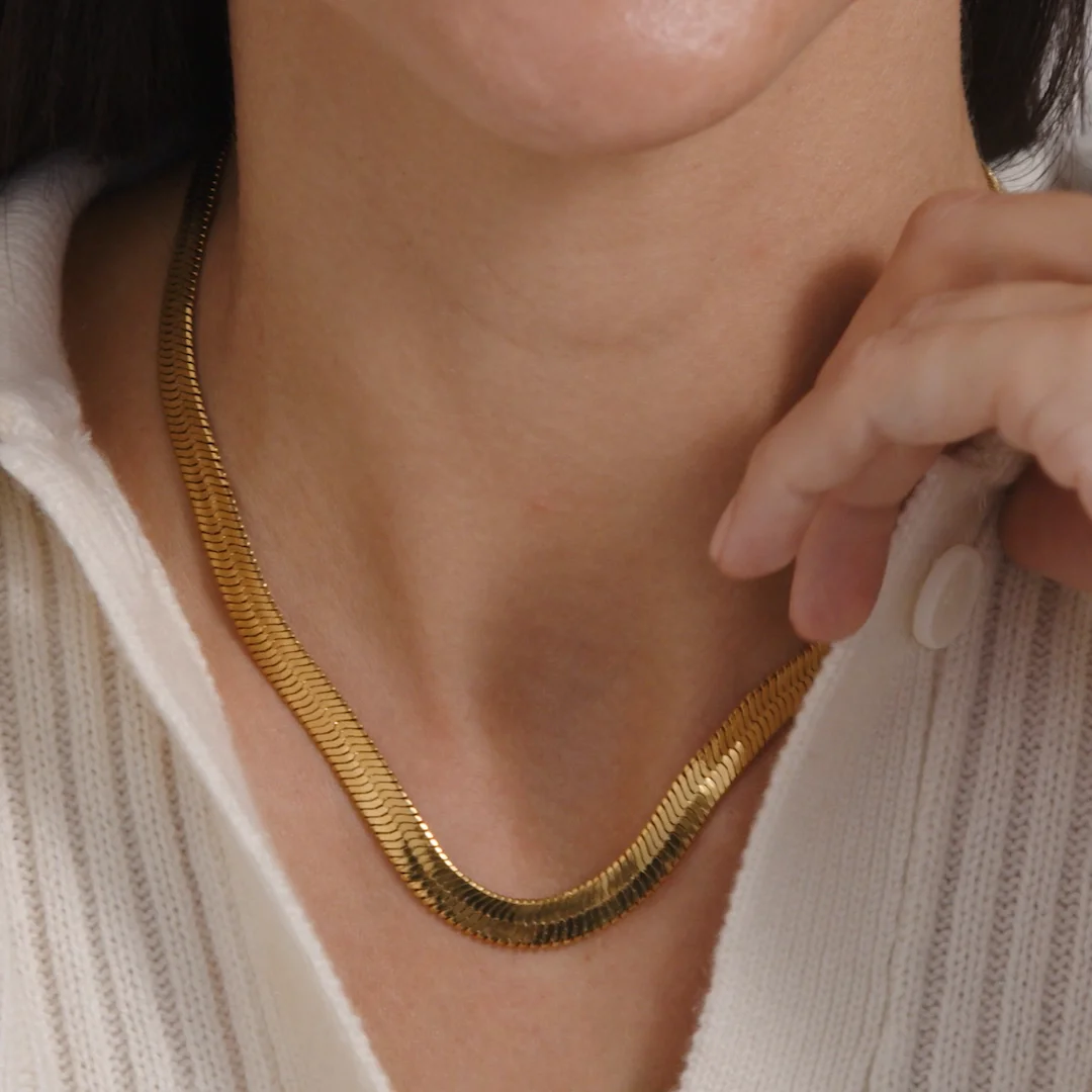 Ciana Waterproof Gold Large Snake Chain Necklace Katie Loxton
