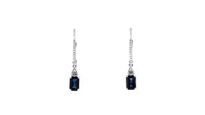 1.20 ct. t.w. Sapphire and .17 ct. t.w. Diamond Drop Earrings in 14kt White Gold