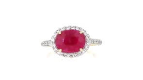2.95 Carat Ruby and .20 ct. t.w. White Topaz Ring in 14kt Gold