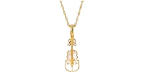 Mother-of-Pearl Violin Pendant Necklace with .30 ct. t.w. White Topaz in 18kt Gold Over Sterling