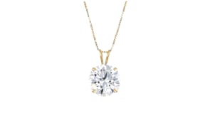 4.00 Carat CZ Solitaire Necklace in 14kt Yellow Gold