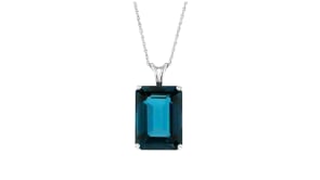 14.00 Carat London Blue Topaz Pendant Necklace in Sterling Silver