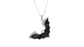 1.04 ct. t.w. Black and White Diamond Bat Pendant Necklace in Sterling Silver