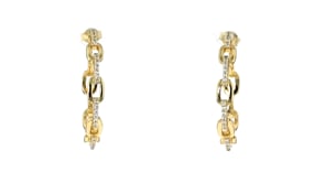 70 ct. t.w. CZ Paper Clip Link Hoop Earrings in 18kt Gold Over Sterling