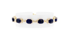 19.00 ct. t.w. Sapphire and .18 ct. t.w. Diamond Bracelet in 18kt Gold Over Sterling