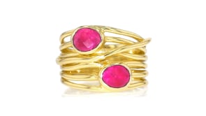 1.40 ct. t.w. Pink Quartz Highway Ring in 18kt Gold Over Sterling