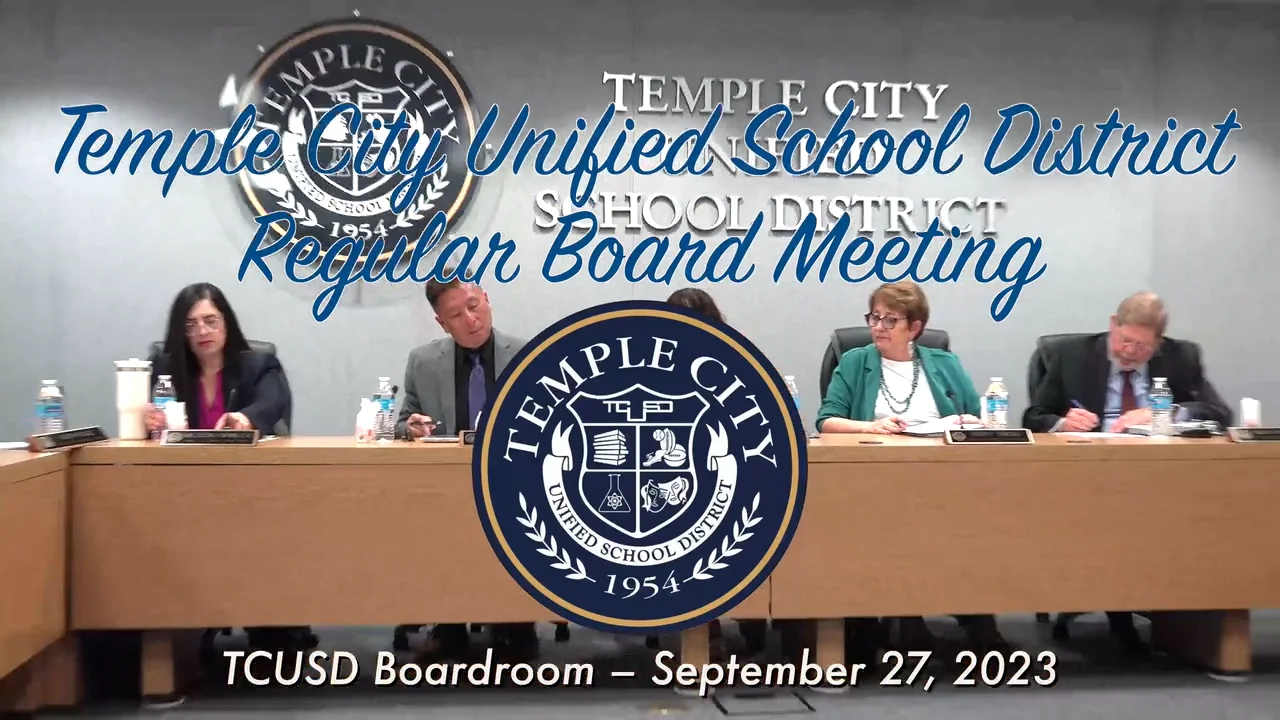 September 27, 2023 Temple City Unified School District Governing