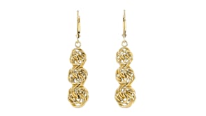 14kt Yellow Gold Graduated Rosette-Knot Drop Earrings