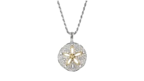 20 ct. t.w. Diamond Sand Dollar Pendant Necklace in Sterling Silver and 14kt Yellow Gold