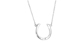 Sterling Silver Horseshoe Necklace with Diamond Accent