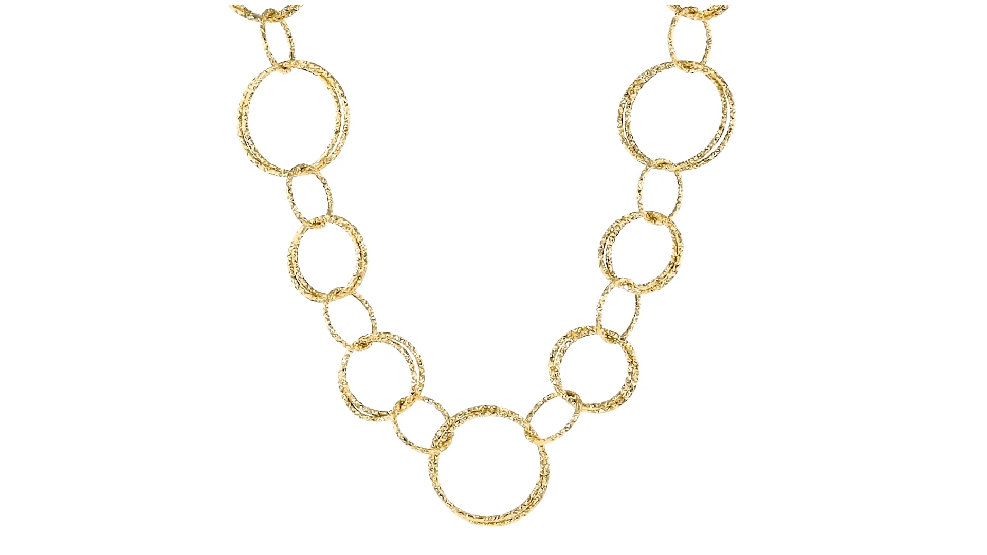 Italian 18kt Yellow Gold Textured Circle-Link Necklace | Ross Simons