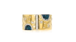 20 ct. t.w. Blue and White Diamond Celestial Ring in 18kt Gold Over Sterling