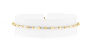 Two-Tone Sterling Silver Bar and Bead Anklet