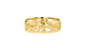 Italian 18kt Yellow Gold Filigree Leaf Eternity-Style Ring