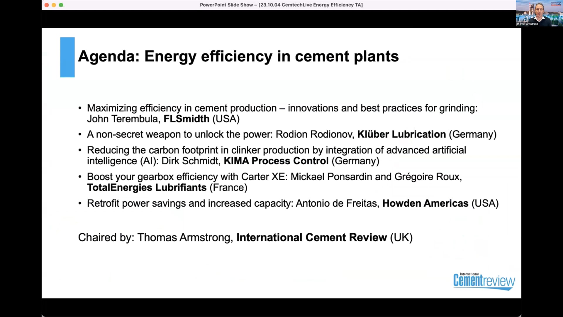 Cemtech Live Webinar: Energy efficiency in cement plants