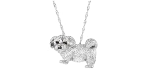Sterling Silver Dog PinPendant with Smoky Quartz Accents
