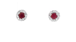 1.20 ct. t.w. Ruby and .80 ct. t.w. White Topaz Jewelry Set Earrings and Pendant Necklace in Sterling Silver