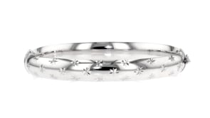 Diamond-Cut and Polished Sterling Silver Bangle Bracelet