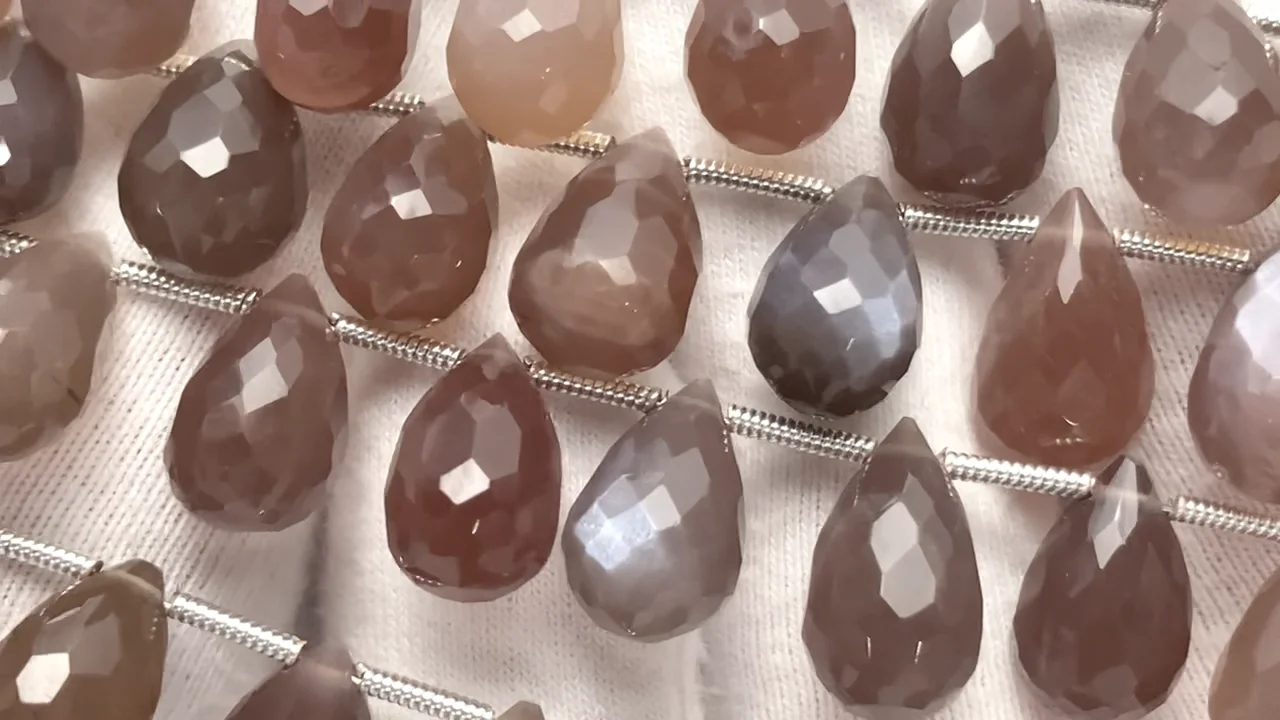 動画】宝石質チョコレートムーンストーンAAA- ドロップ ブリオ