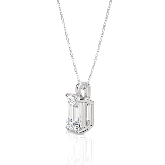 1.00 carat Pendentif solitaire avec diamant de laboratoire émeraude en or blanc