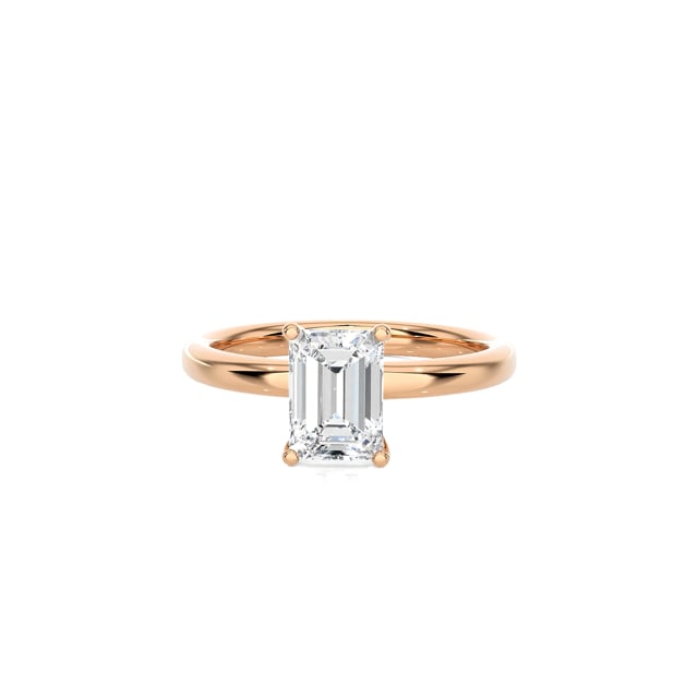 2.50 Karat Solitärring mit laborgezüchtetem Diamant im Smaragdschliff aus Rotgold