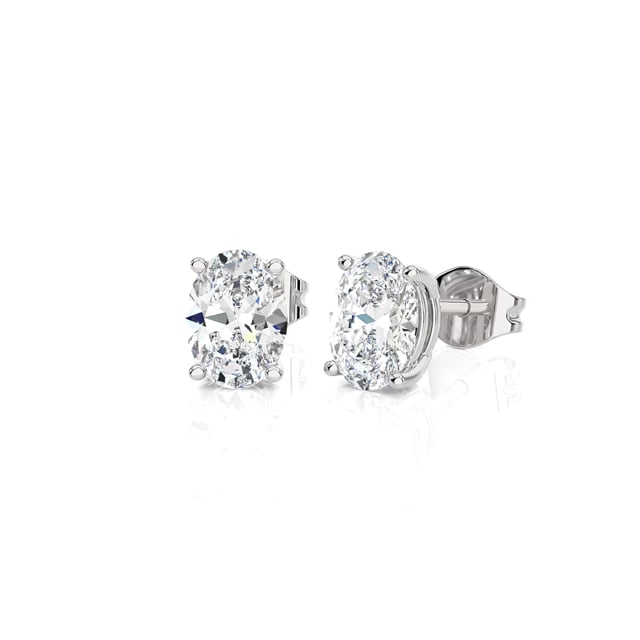 2.00 carats boucles d'oreilles solitaire en or blanc avec diamant de laboratoire ovale