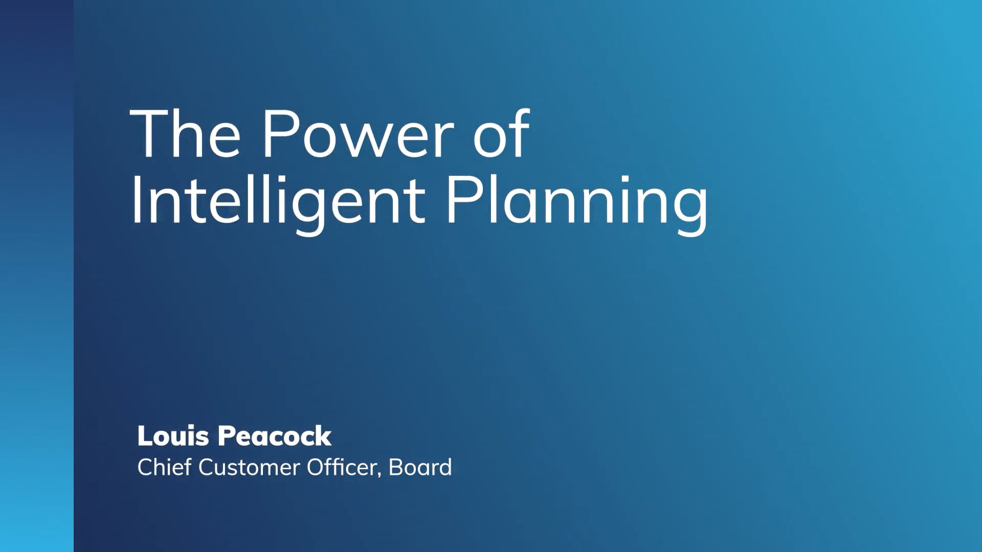 Keynote: The Power of Intelligent Planning