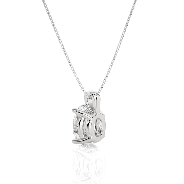 3.00 carat solitaire lab grown oval cut diamond pendant in white gold