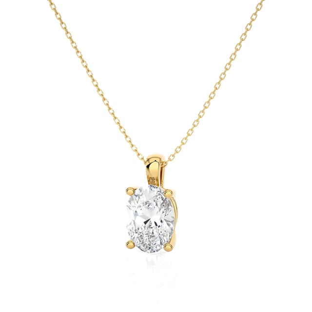 2.00 Karat Solitär Anhänger mit ovalem Labordiamant aus Gelbgold