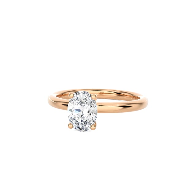 1.50 carat solitaire ring with lab grown oval diamond in red gold