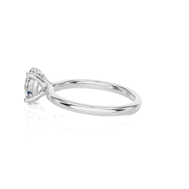 1.00 carat bague solitaire avec un diamant de laboratoire ovale en or blanc