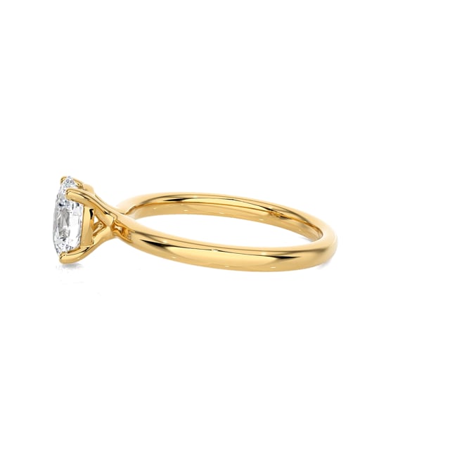 1.50 carat solitaire ring with lab grown oval diamond in yellow gold