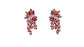 4.80 ct. t.w. Rhodolite Garnet Cluster Drop Earrings with .10 ct. t.w. White Zircon in 18kt Gold Over Sterling