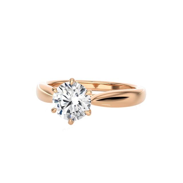 3.00 carat solitaire ring in red gold with round lab grown diamond